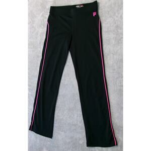 Fila Sport Leggings Girls Size Large 14Black Pink Stripe Athletic Youth